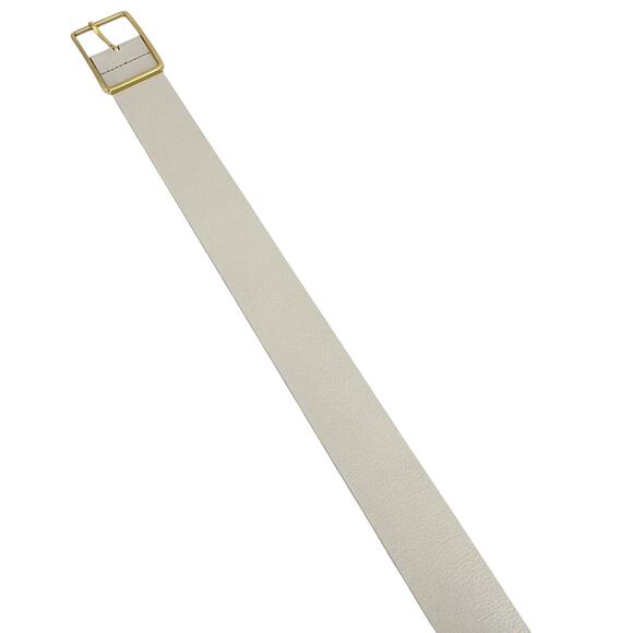 B-Low the Belt Milla Leather Belt White Gold Rectangular Buckle Women\'s LARGE